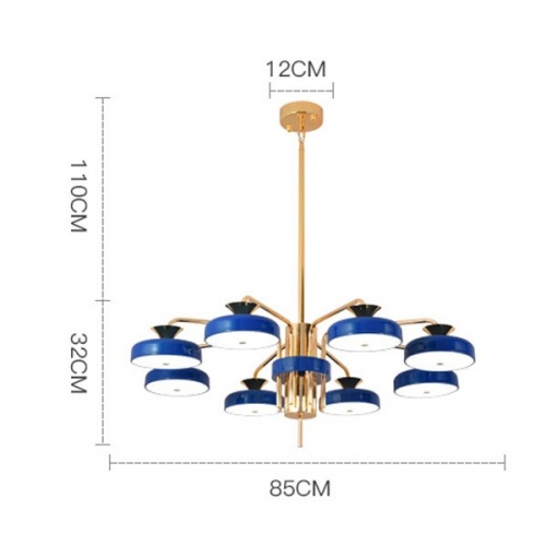 Lampa wisząca LED z pilotem niebiesko-złota 85cm L053